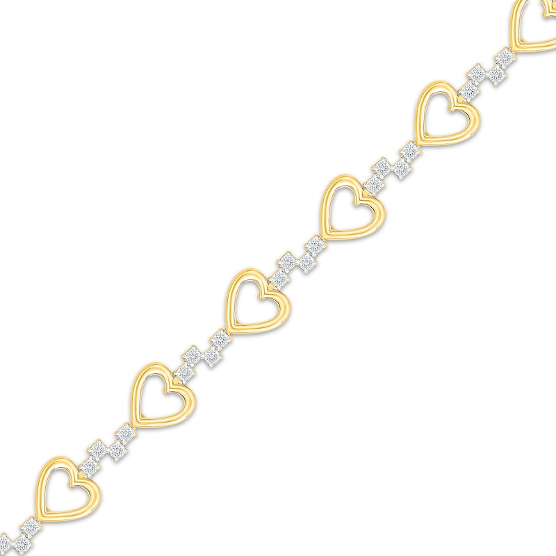 Main Image 2 of KAY Lab-Grown Diamonds Open Heart Link Bracelet 1 ct tw 10K Yellow Gold 7"