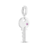 Thumbnail Image 2 of Pink & White Lab-Created Sapphire Key Charm Sterling Silver