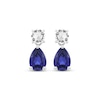 Thumbnail Image 2 of Pear-Shaped Blue Lab-Created Sapphire & Round-Cut White Lab-Created Sapphire Dangle Earrings Sterling Silver