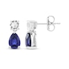 Thumbnail Image 3 of Pear-Shaped Blue Lab-Created Sapphire & Round-Cut White Lab-Created Sapphire Dangle Earrings Sterling Silver