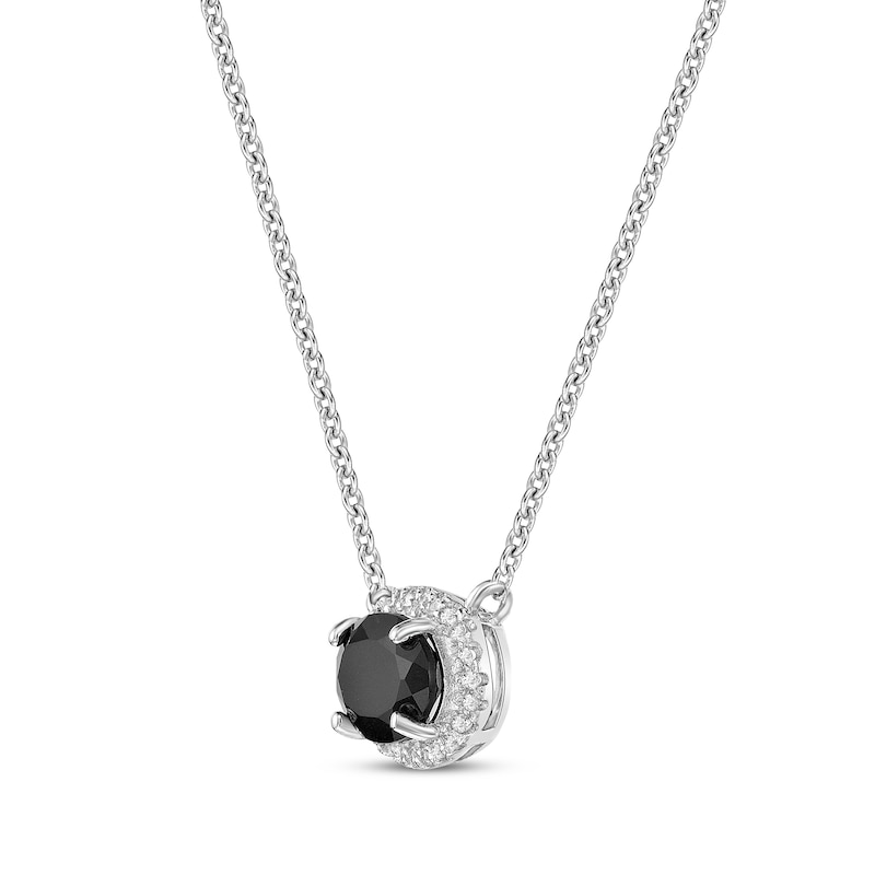 Main Image 2 of Oval-Cut Black Onyx & White Lab-Created Sapphire East-West Necklace Sterling Silver 18"