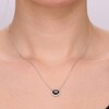 Thumbnail Image 5 of Oval-Cut Black Onyx & White Lab-Created Sapphire East-West Necklace Sterling Silver 18"