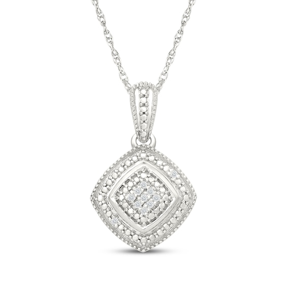 Cushion-Shaped Diamond Accent Necklace Sterling Silver 18"