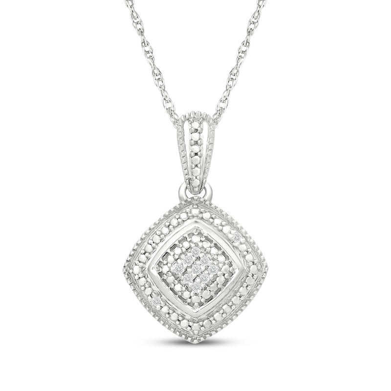 Main Image 1 of Cushion-Shaped Diamond Accent Necklace Sterling Silver 18"