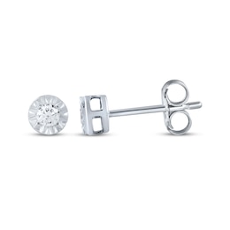 Round-Cut Diamond Solitaire Stud Earrings 1/8 ct tw Sterling Silver (J/I3)