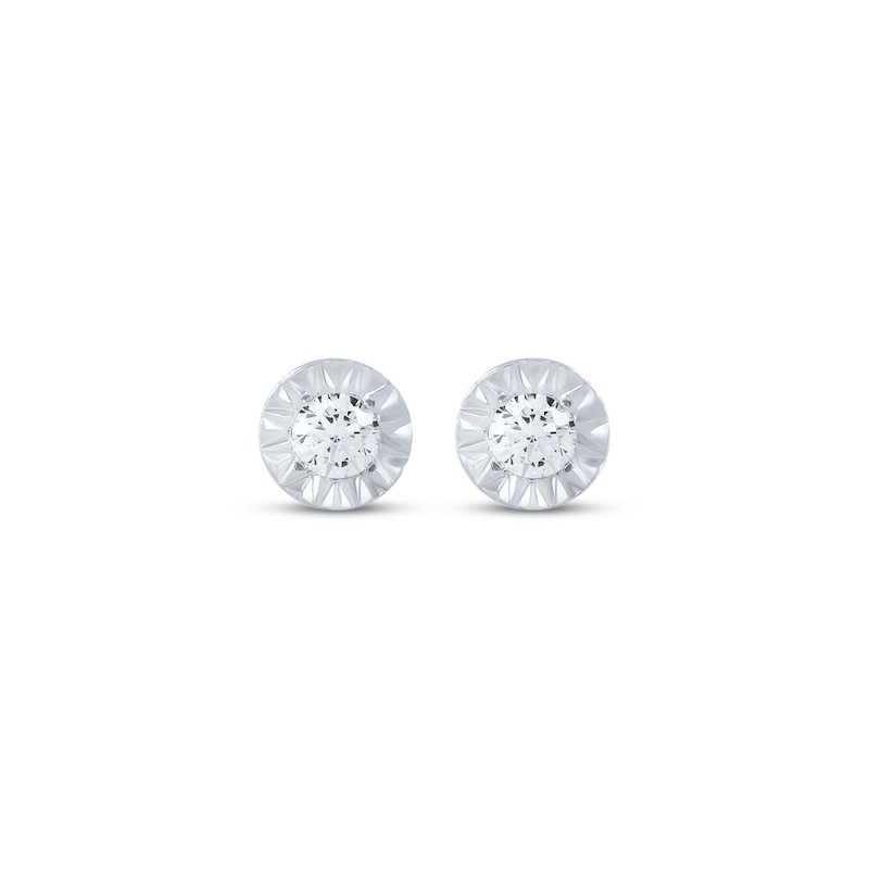 Main Image 2 of Round-Cut Diamond Solitaire Stud Earrings 1/8 ct tw Sterling Silver (J/I3)