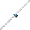 Thumbnail Image 2 of Pear-Shaped Oceanic Blue Topaz & White Lab-Created Sapphire Statement Necklace Sterling Silver 18"