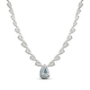 Thumbnail Image 3 of Pear-Shaped Oceanic Blue Topaz & White Lab-Created Sapphire Statement Necklace Sterling Silver 18"
