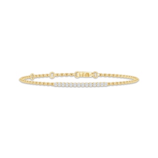 Diamond & Adjustable Chain Tennis Bracelet 1/4 ct tw 10K Yellow Gold 7"