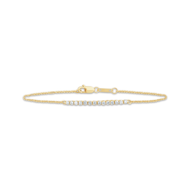 Main Image 1 of Diamond & Adjustable Chain Tennis Bracelet 1/4 ct tw 10K Yellow Gold 7"