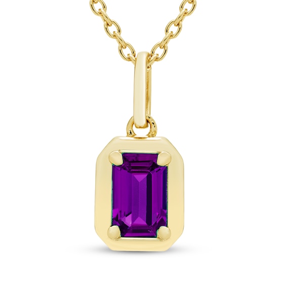 STUDIO BY KAY Emerald-Cut Amethyst Solitaire Necklace 24K Yellow Gold Vermeil Sterling Silver 18"