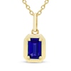 Thumbnail Image 1 of STUDIO BY KAY Emerald-Cut Blue Lab-Created Sapphire Solitaire Necklace 24K Yellow Gold Vermeil Sterling Silver 18"