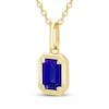 Thumbnail Image 2 of STUDIO BY KAY Emerald-Cut Blue Lab-Created Sapphire Solitaire Necklace 24K Yellow Gold Vermeil Sterling Silver 18"