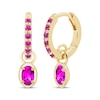 Thumbnail Image 1 of STUDIO BY KAY Oval & Round-cut Pink Lab-Created Sapphire Hoop Drop Earrings 24K Yellow Gold Vermeil Sterling Silver