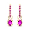 Thumbnail Image 2 of STUDIO BY KAY Oval & Round-cut Pink Lab-Created Sapphire Hoop Drop Earrings 24K Yellow Gold Vermeil Sterling Silver