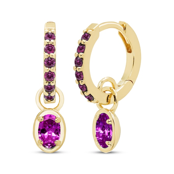 STUDIO BY KAY Oval & Round-Cut Amethyst Hoop Drop Earrings 24K Yellow Gold Vermeil Sterling Silver