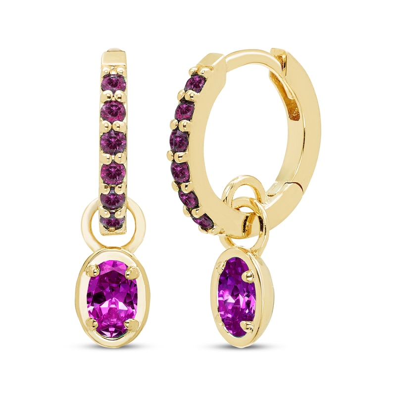 Main Image 1 of STUDIO BY KAY Oval & Round-Cut Amethyst Hoop Drop Earrings 24K Yellow Gold Vermeil Sterling Silver
