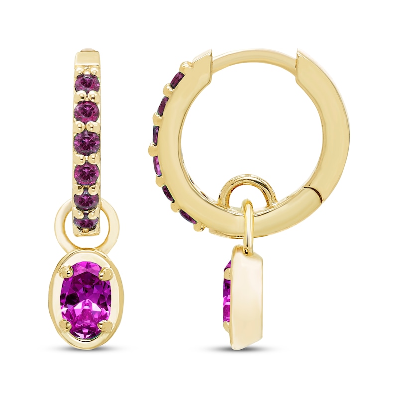 Main Image 3 of STUDIO BY KAY Oval & Round-Cut Amethyst Hoop Drop Earrings 24K Yellow Gold Vermeil Sterling Silver