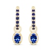 Thumbnail Image 2 of STUDIO BY KAY Oval & Round-Cut Blue Lab-Created Sapphire Hoop Drop Earrings 24K Yellow Gold Vermeil Sterling Silver