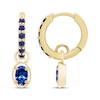 Thumbnail Image 3 of STUDIO BY KAY Oval & Round-Cut Blue Lab-Created Sapphire Hoop Drop Earrings 24K Yellow Gold Vermeil Sterling Silver