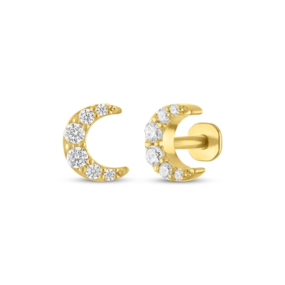STUDIO BY KAY lab-Grown Diamond Crescent Moon Stud Earrings 1/10 ct tw 24K Yellow Gold Vermeil Sterling Silver