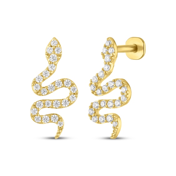 STUDIO BY KAY Lab-Grown Diamond Snake Stud Earrings 1/4 ct tw 24K Yellow Gold Vermeil Sterling Silver