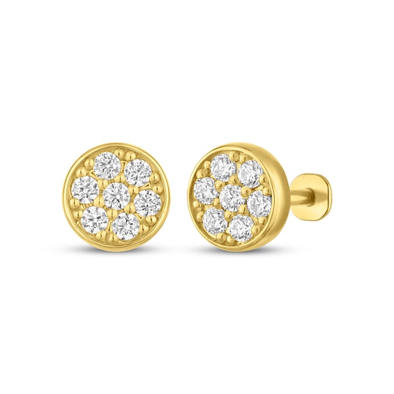 STUDIO BY KAY Lab-Grown Diamond Circle Stud Earrings 1/8 ct tw 24K Yellow Gold Vermeil Sterling Silver