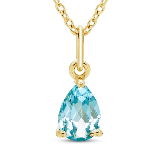 STUDIO BY KAY Pear-Shaped Swiss Blue Topaz Solitaire Necklace 24K Yellow Gold Vermeil Sterling Silver 18"