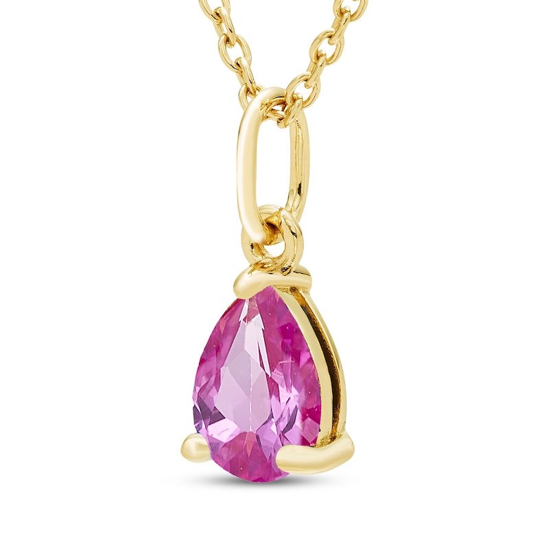 Main Image 2 of STUDIO BY KAY Pear-Shaped Pink Lab-Created Sapphire Solitaire Necklace 24K Yellow Gold Vermeil Sterling Silver 18"