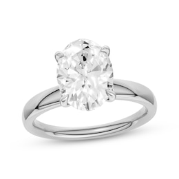 Now + Forever Lab-Grown Diamonds Certified Oval-Cut Solitaire Plus Engagement Ring 3-1/6 ct tw 14K White Gold (F/VS2)