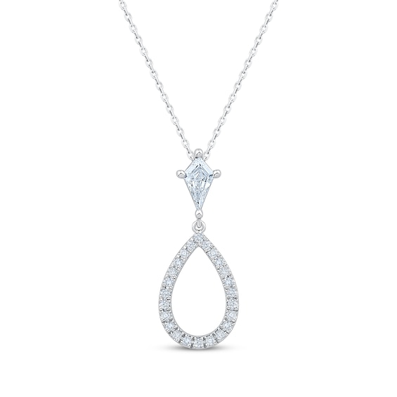 Neil Lane Artistry Certified Lab-Grown Diamond Kite Step-Cut Teardrop Necklace 3/8 ct tw 14K White Gold 18"