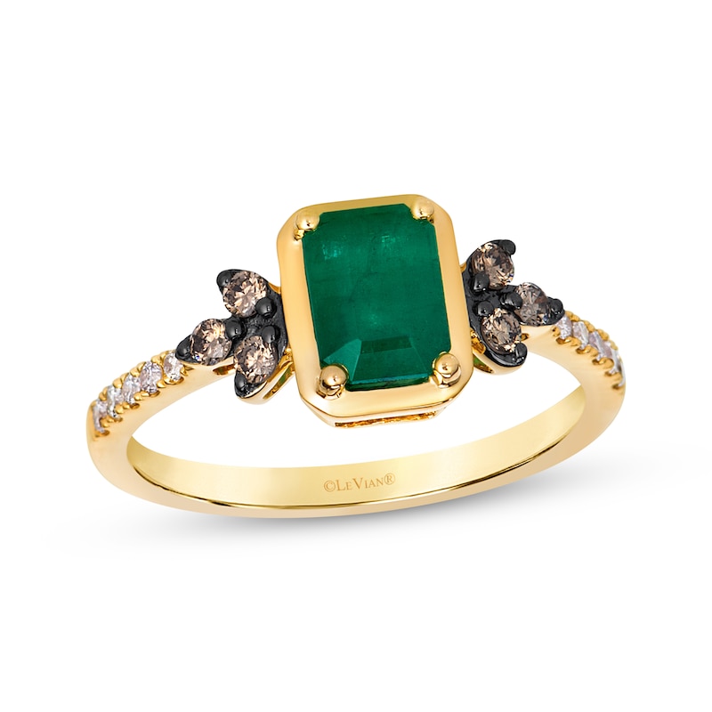 Main Image 1 of Le Vian Octagon-Cut Emerald Ring 1/5 ct tw Diamonds 14K Honey Gold