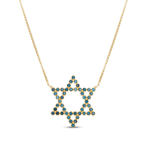 Le Vian London Blue Topaz Star of David Necklace 14K Honey Gold 19"