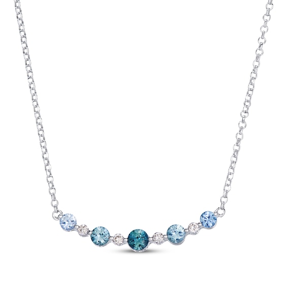 Le Vian Montana Sapphire Ombré Smile Necklace 1/8 ct tw Diamonds 14K Vanilla Gold 19"