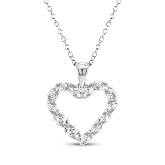 KAY Lab-Grown Diamonds Wavy Heart Necklace 1/6 ct tw Sterling Silver 18"