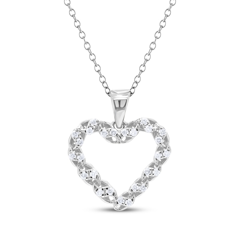 Main Image 1 of KAY Lab-Grown Diamonds Wavy Heart Necklace 1/6 ct tw Sterling Silver 18"