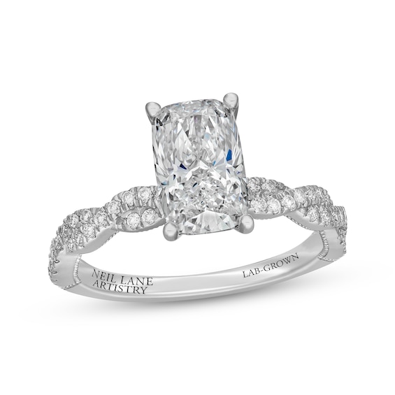 Neil Lane Artistry Lab-Grown Diamond Certified Elongated Cushion-Cut Engagement Ring 2-1/3 ct tw 14K White Gold