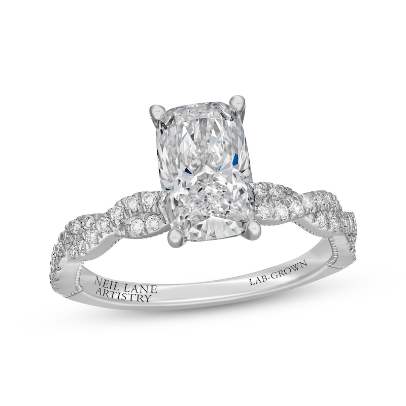Main Image 1 of Neil Lane Artistry Lab-Grown Diamond Certified Elongated Cushion-Cut Engagement Ring 2-1/3 ct tw 14K White Gold