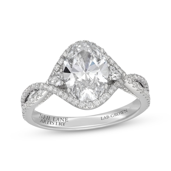 Neil Lane Artistry Lab-Grown Diamond Certified Oval-Cut Halo Engagement Ring 2-5/8 ct tw 14K White Gold