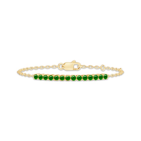 Lab-Created Emerald Bracelet 10K Yellow Gold 7"
