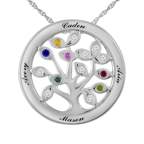 Birthstone Family & Mother's Tree Necklace