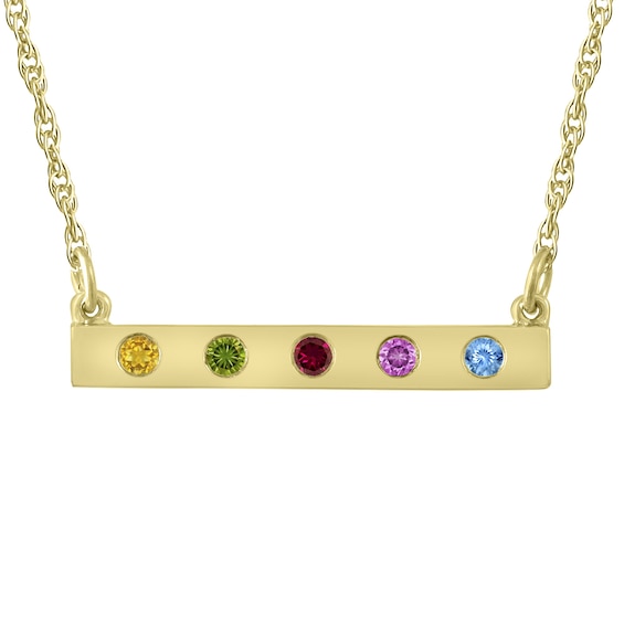 Round Birthstone Family & Mother's Bar Necklace (1-5 Stones)