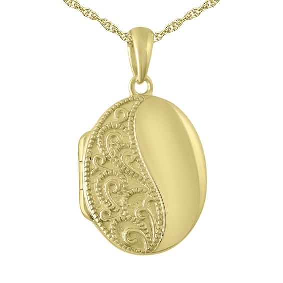 Engravable Oval Locket Necklace (3 Lines)