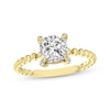 Thumbnail Image 1 of Cushion-Cut White Lab-Created Sapphire & Diamond Accent Ring 10K Yellow Gold