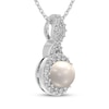 Thumbnail Image 2 of Cultured Pearl & White Lab-Created Sapphire Halo Necklace Sterling Silver 18"