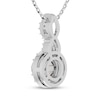 Thumbnail Image 3 of Cultured Pearl & White Lab-Created Sapphire Halo Necklace Sterling Silver 18"