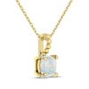 Thumbnail Image 2 of Cushion-Cut Lab-Created Opal & Diamond Accent Necklace 10K Yellow Gold 18"