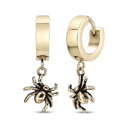 Men's Spider Dangle Hoop Earrings Yellow Ion-Plated Stainless Steel
