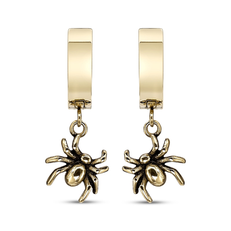 Main Image 2 of Men's Spider Dangle Hoop Earrings Yellow Ion-Plated Stainless Steel