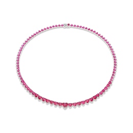 STUDIO BY KAY Heart-Shaped Lab-Created Ruby Graduated Line Necklace Sterling Silver 18"